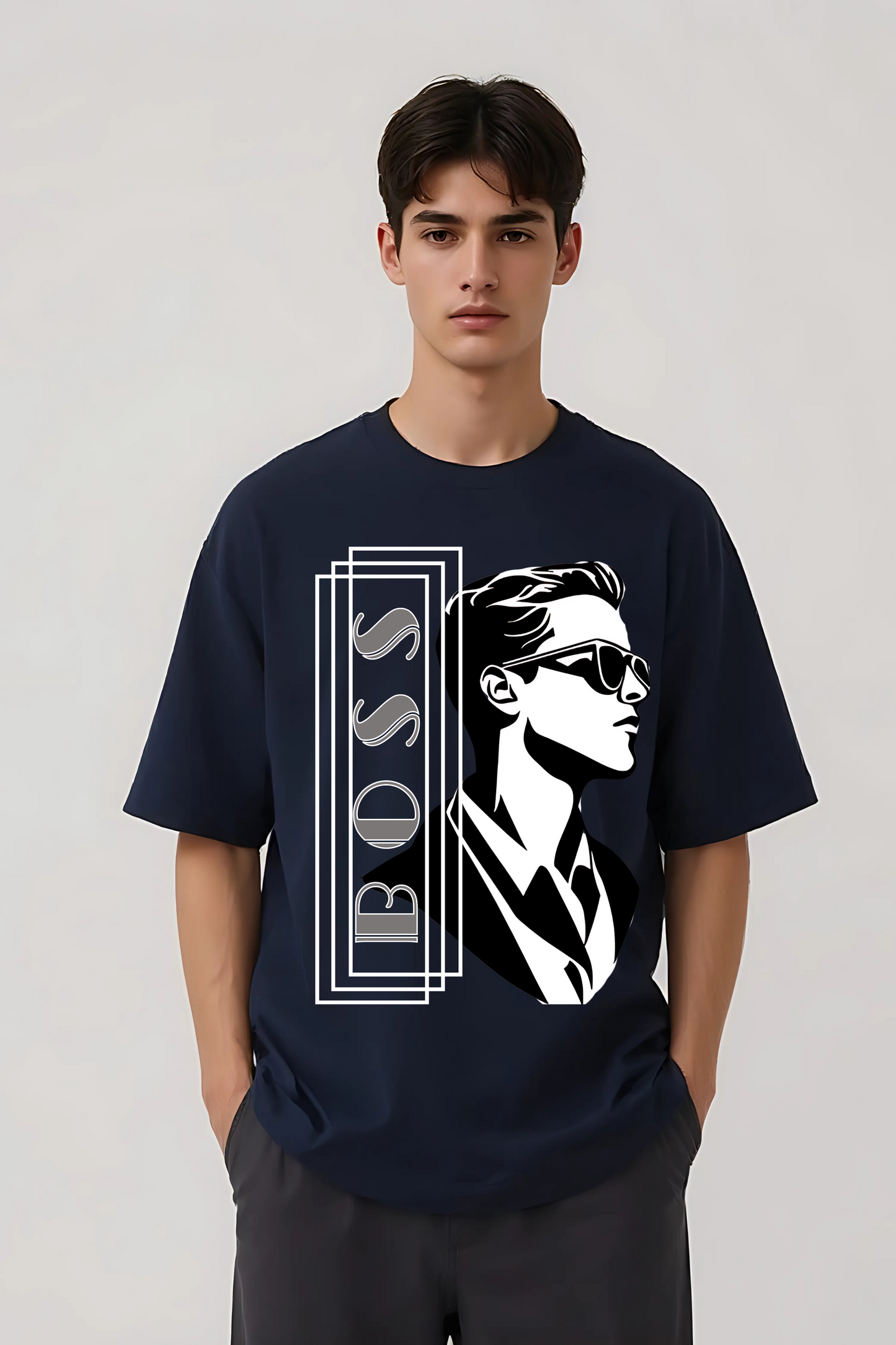 BOSS OVERSIZED TEE NAVY-BLUE