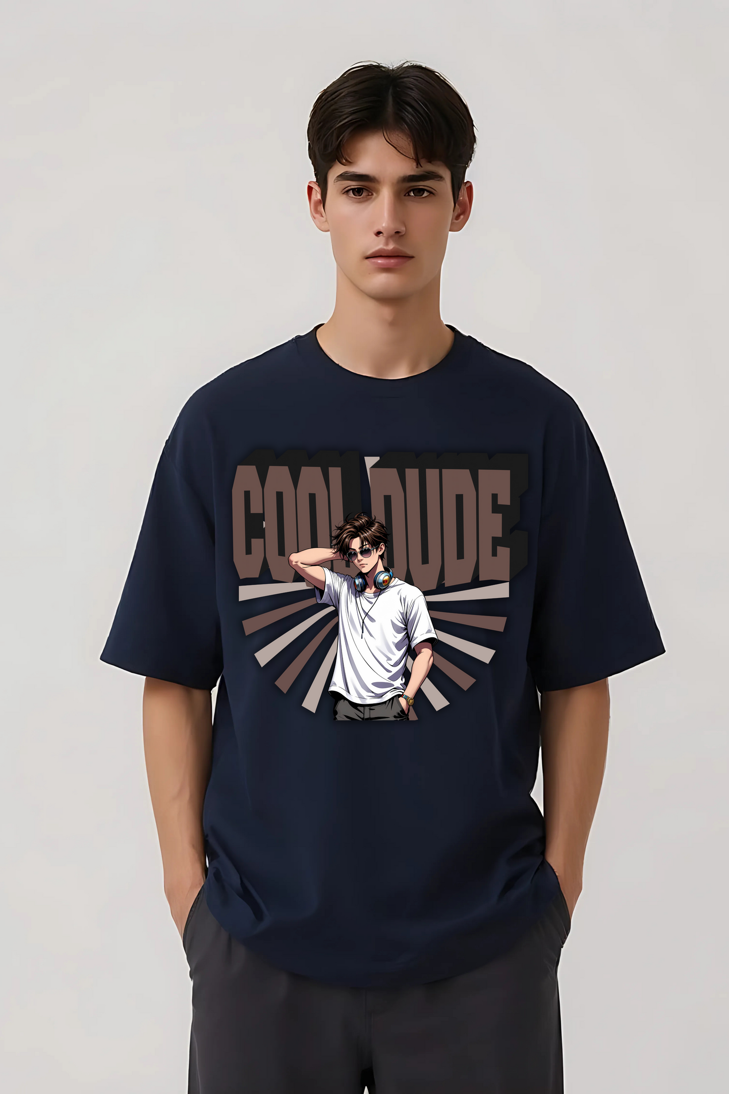 COOL DUDE OVERSIZED TEE NAVY-BLUE