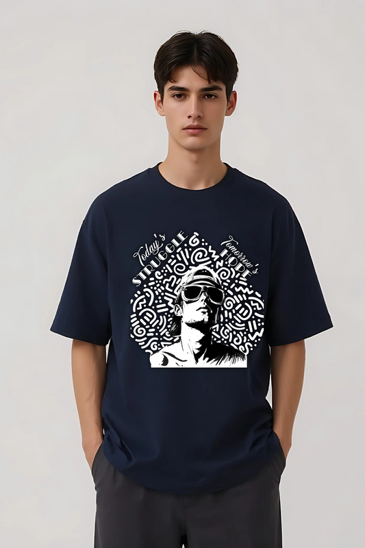 STRUGGLE OVERSIZED TEE NAVY-BLUE