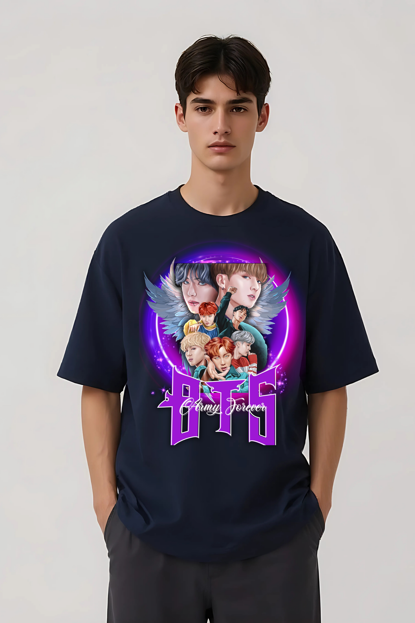 BTS ARMY FOREVER OVERSIZED TEE NAVY-BLUE