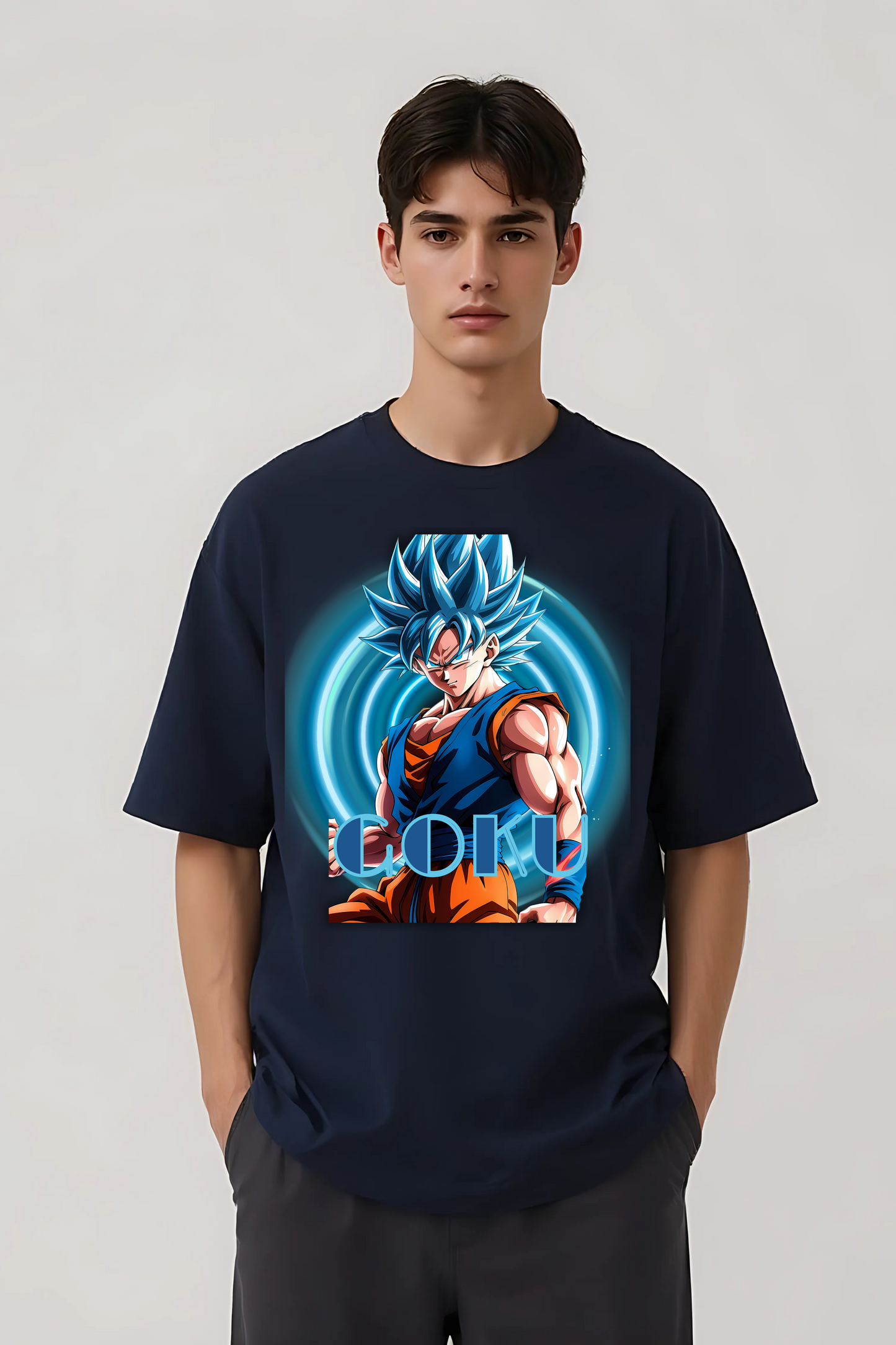 GOKU GRAPHIC OVERSIZED TEE NAVY-BLUE