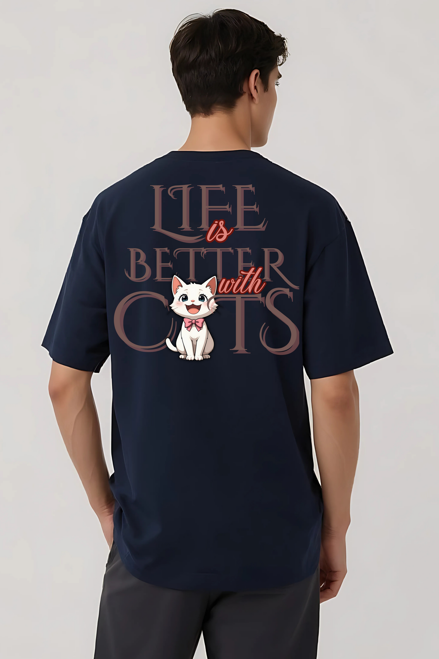 CATS OVERSIZED TEE NAVY-BLUE