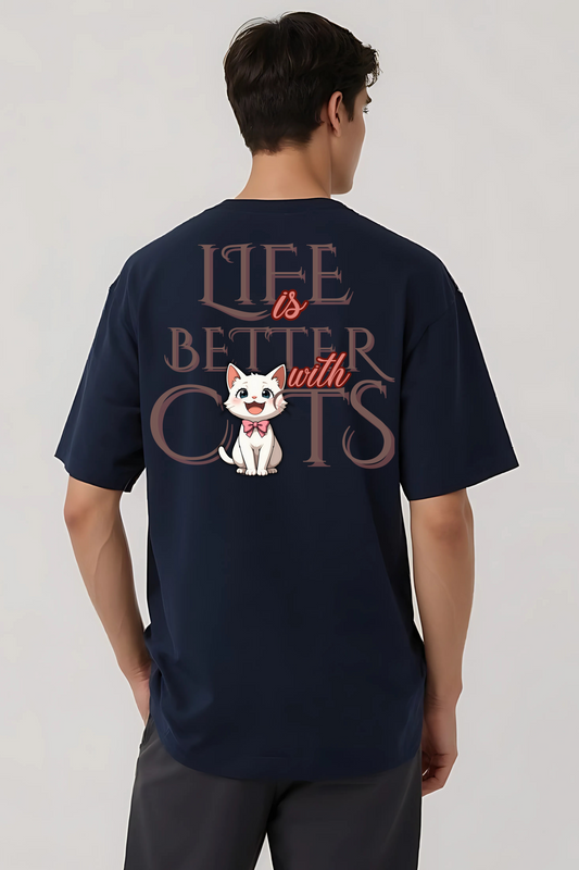 CATS OVERSIZED TEE NAVY-BLUE
