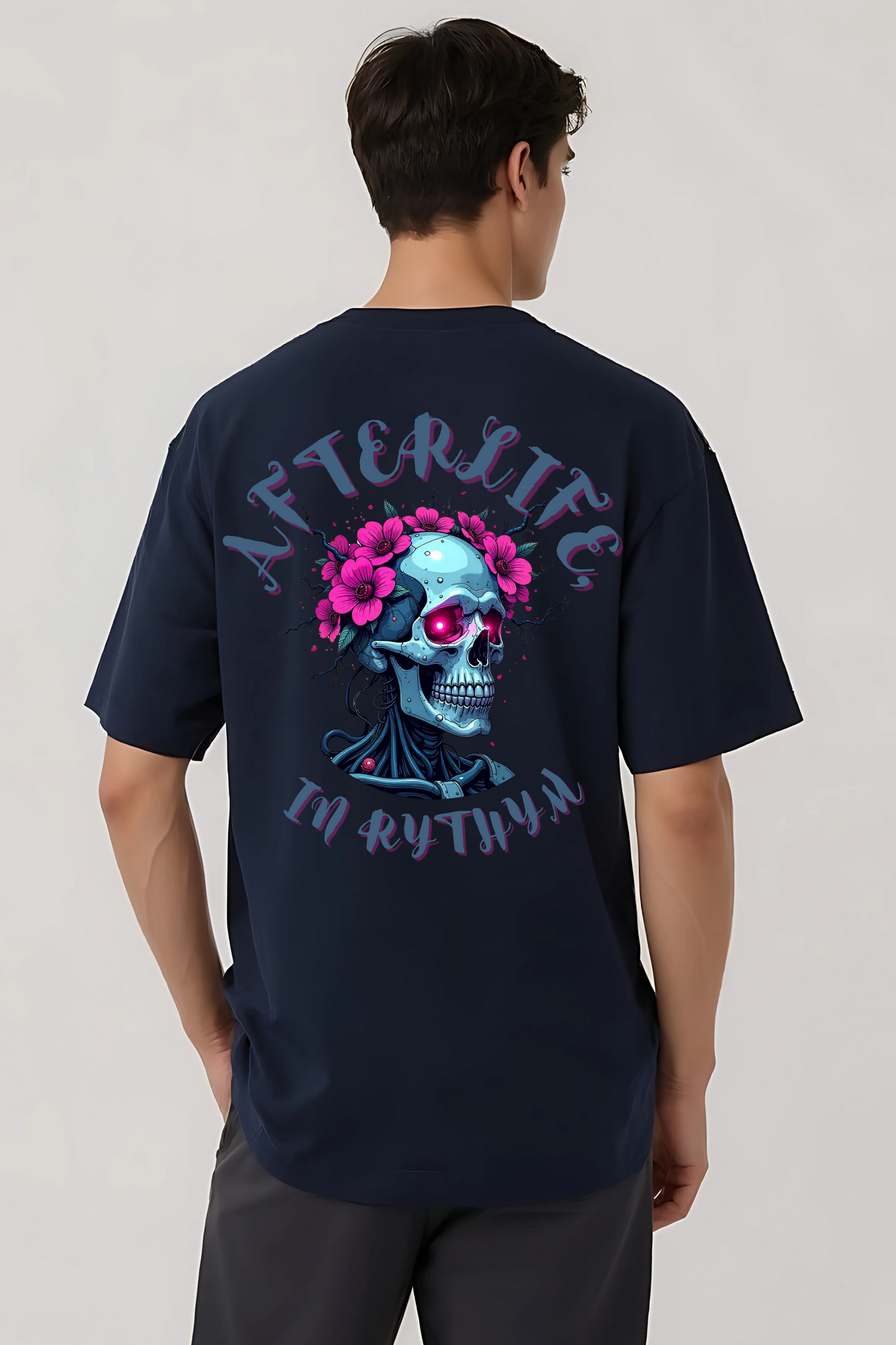 AFTERLIFE IN RYTHYM OVERSIZED TEE NAVY-BLUE