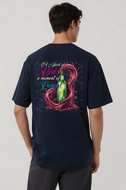 SWIRL & PEACE OVERSIZED TEE NAVY-BLUE