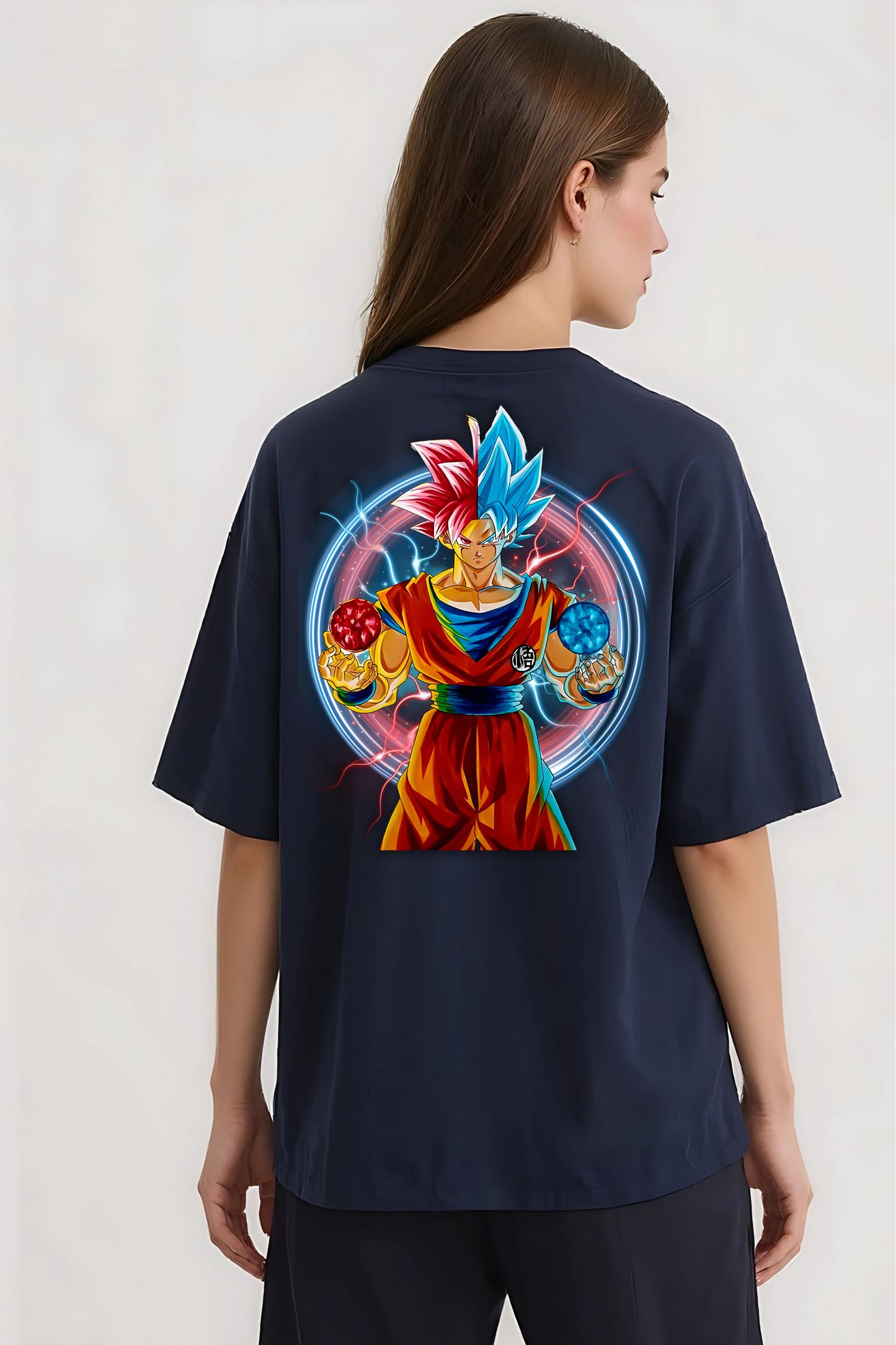 GOKU GRAPHIC OVERSIZED TEE-2 NAVY-BLUE