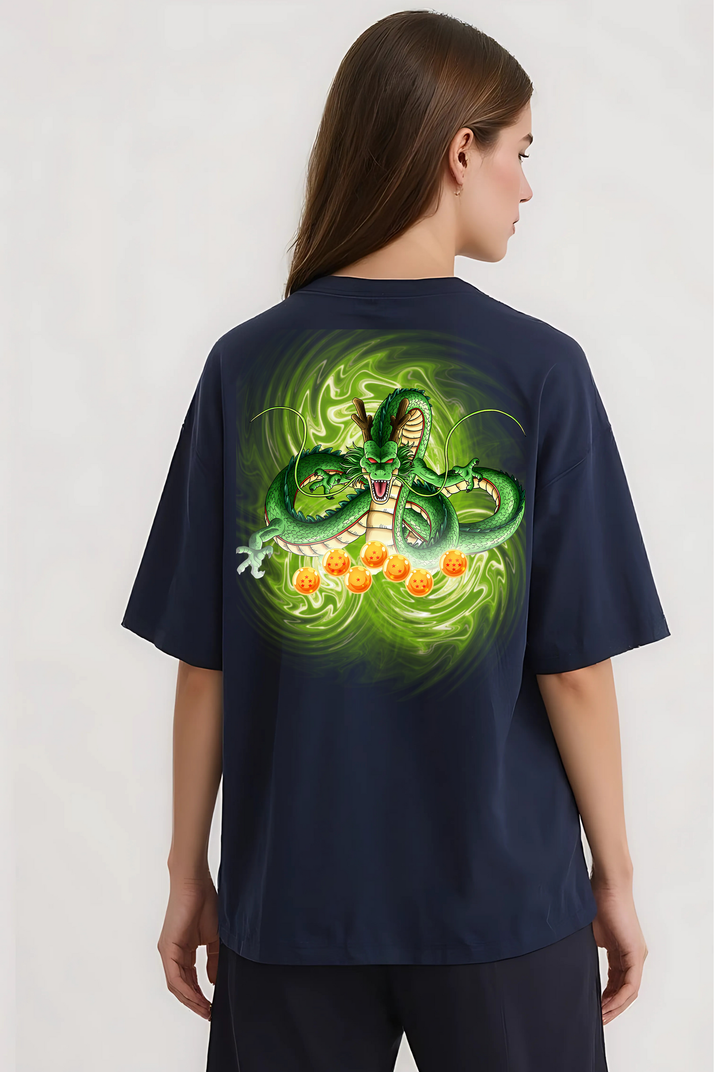 DRAGON GRAPHIC OVERSIZED TEE NAVY-BLUE