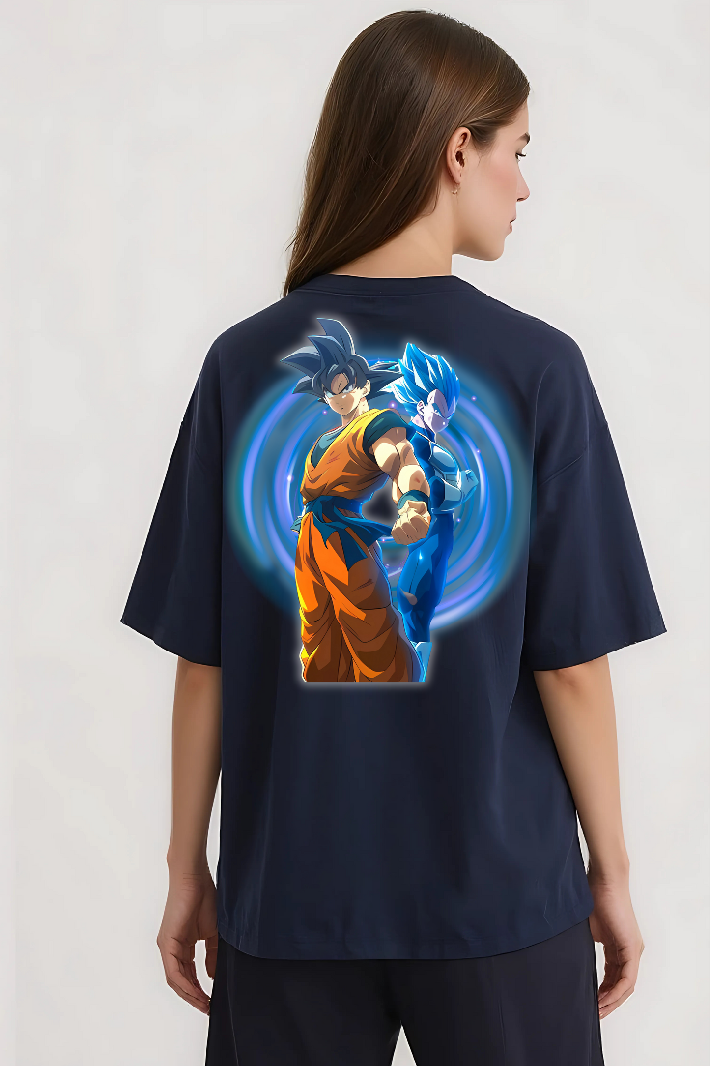 GOKU & VEGETA OVERSIZED TEE NAVY-BLUE