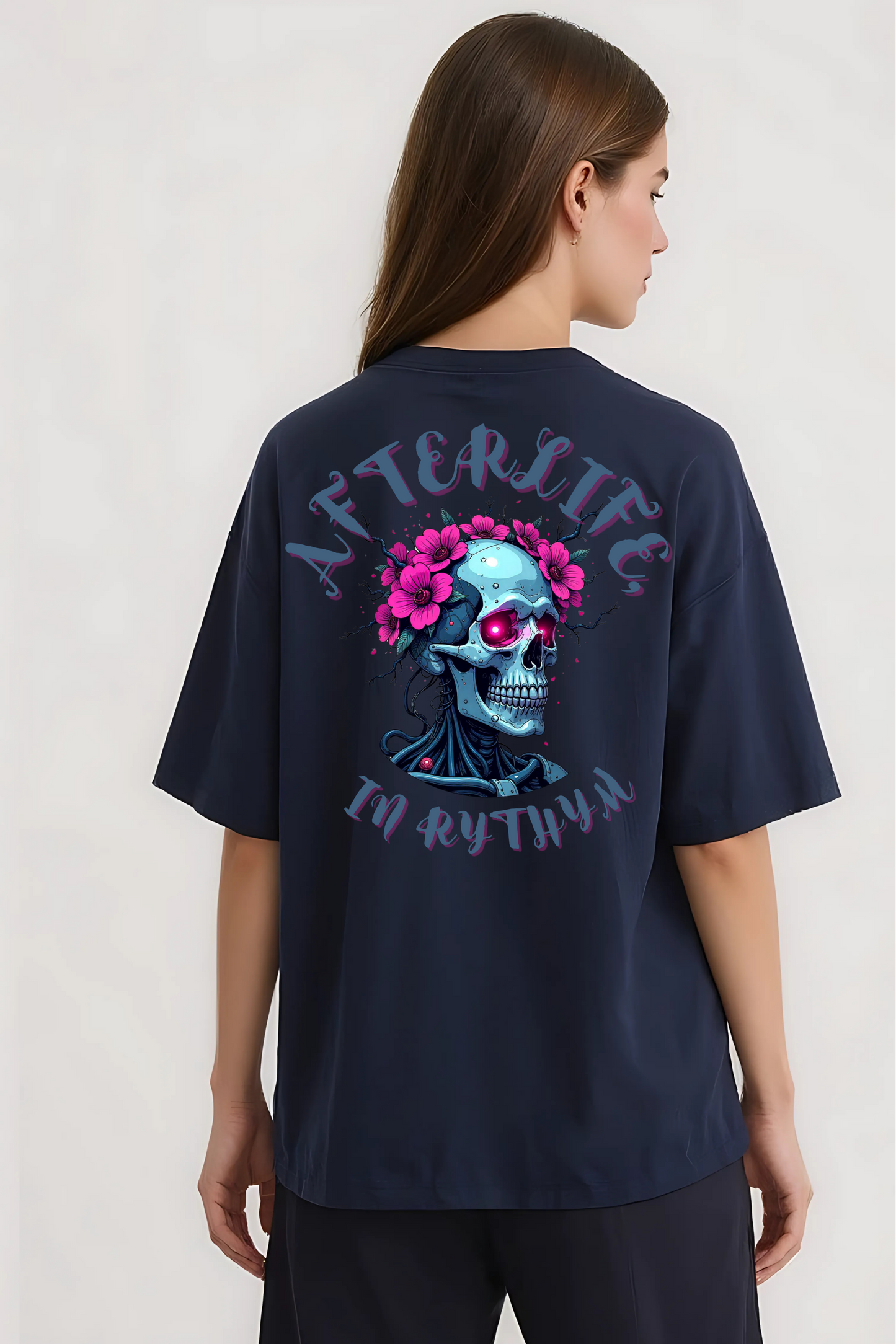 AFTERLIFE IN RYTHYM OVERSIZED TEE NAVY-BLUE
