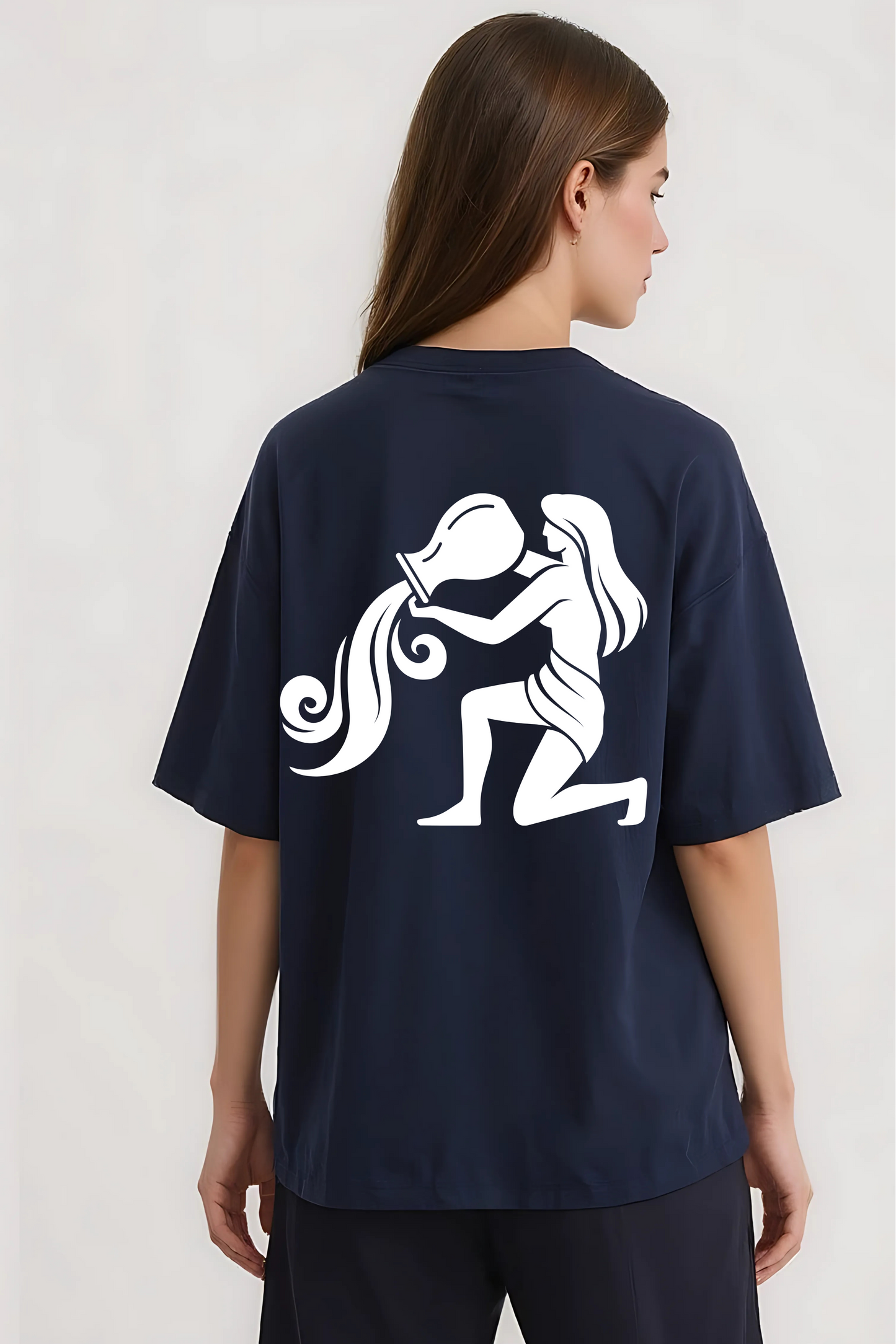 AQUARIUS OVERSIZED TEE NAVY-BLUE