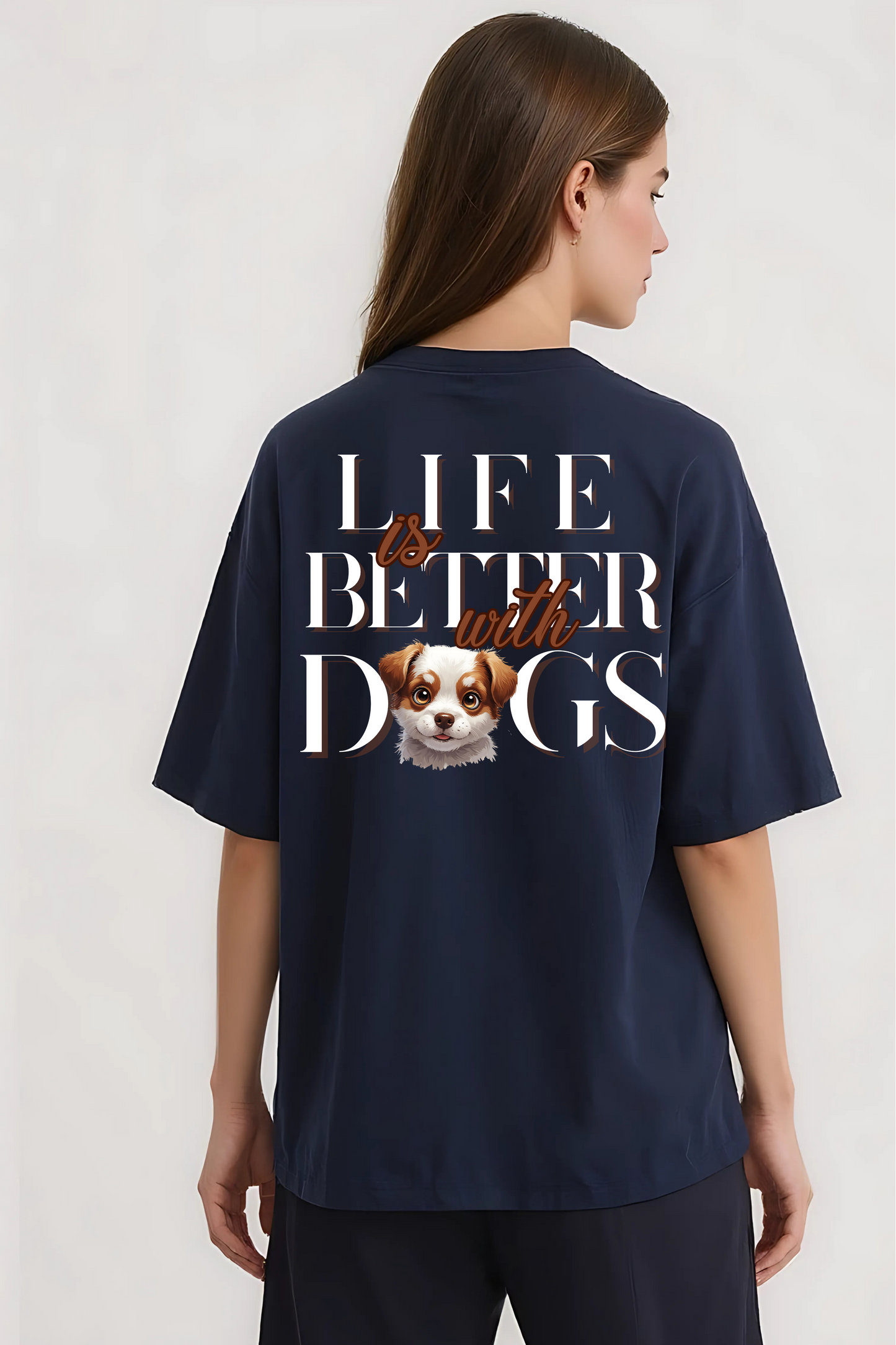 DOGS OVERSIZED TEE NAVY-BLUE