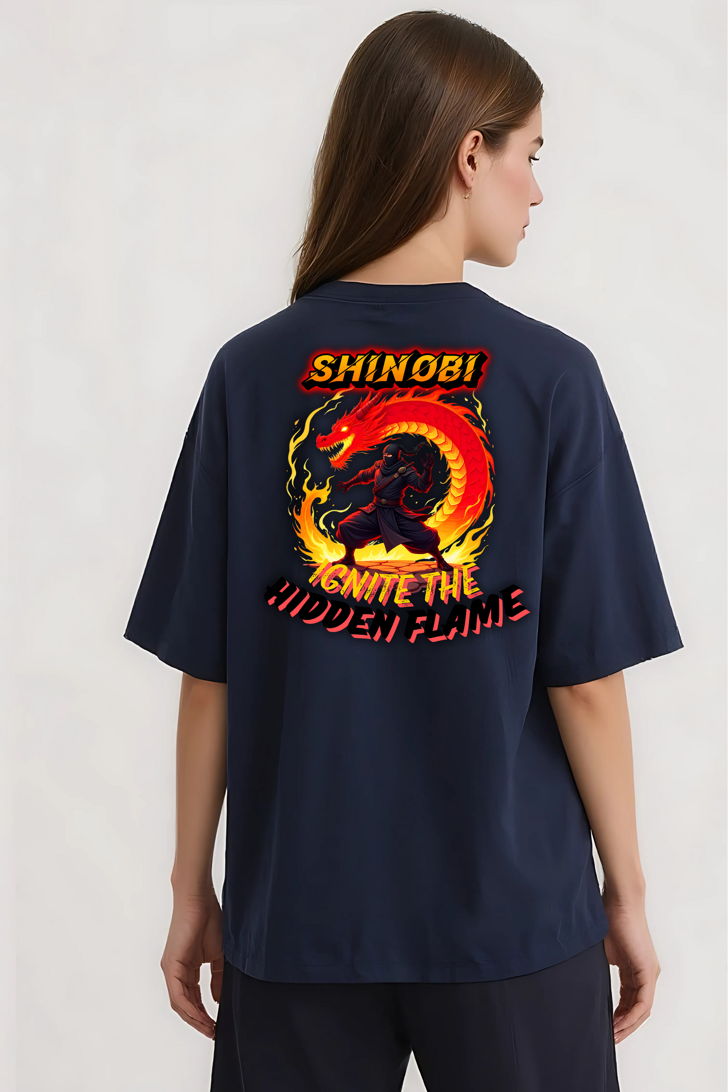 SHINOBI OVERSIZED TEE NAVY-BLUE