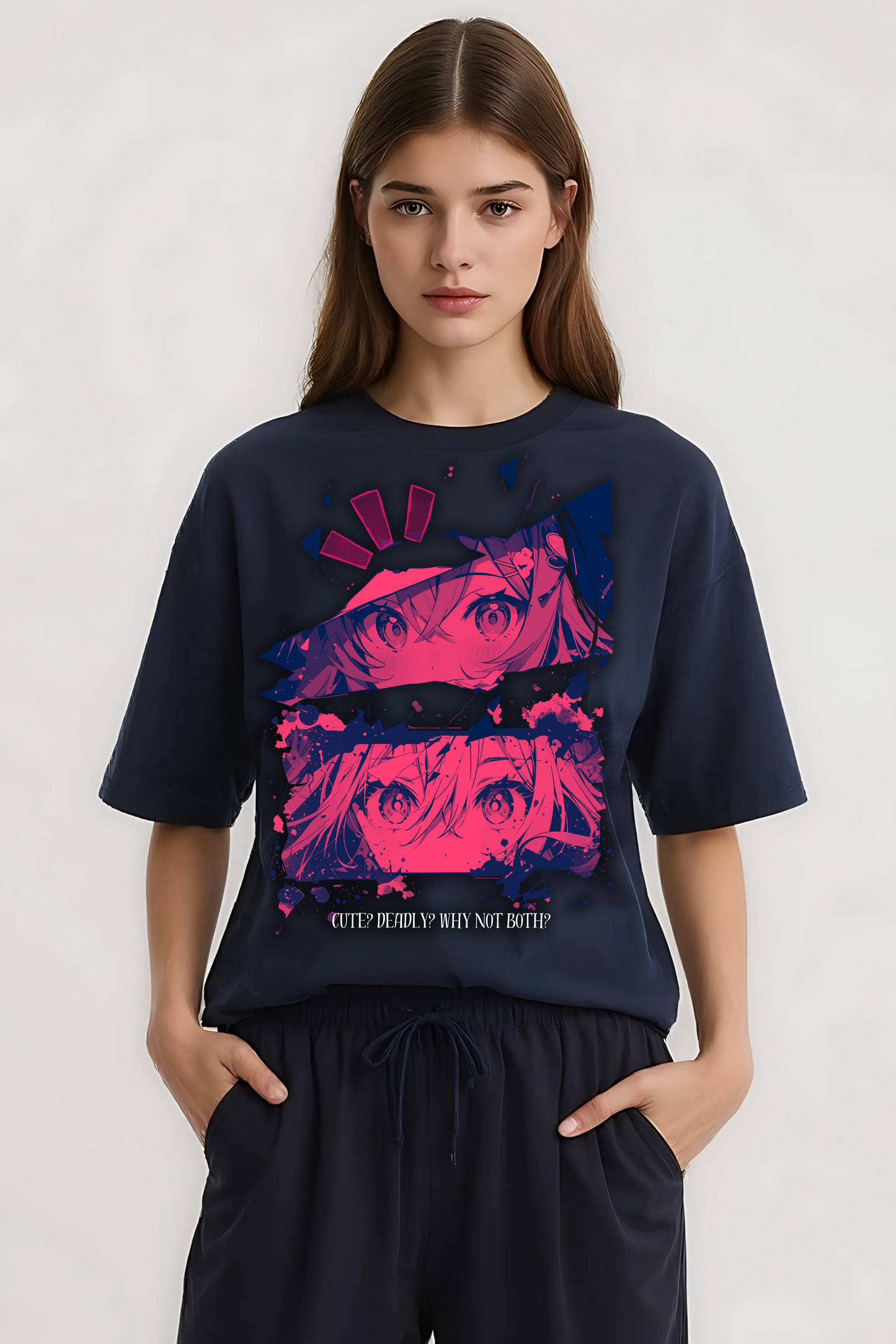 CUTE & DEADLY OVERSIZED TEE NAVY-BLUE