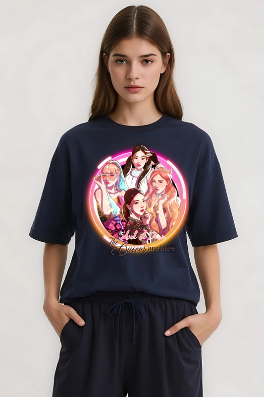 BLACKPINK QUEENS OVERSIZED TEE NAVY BLUE