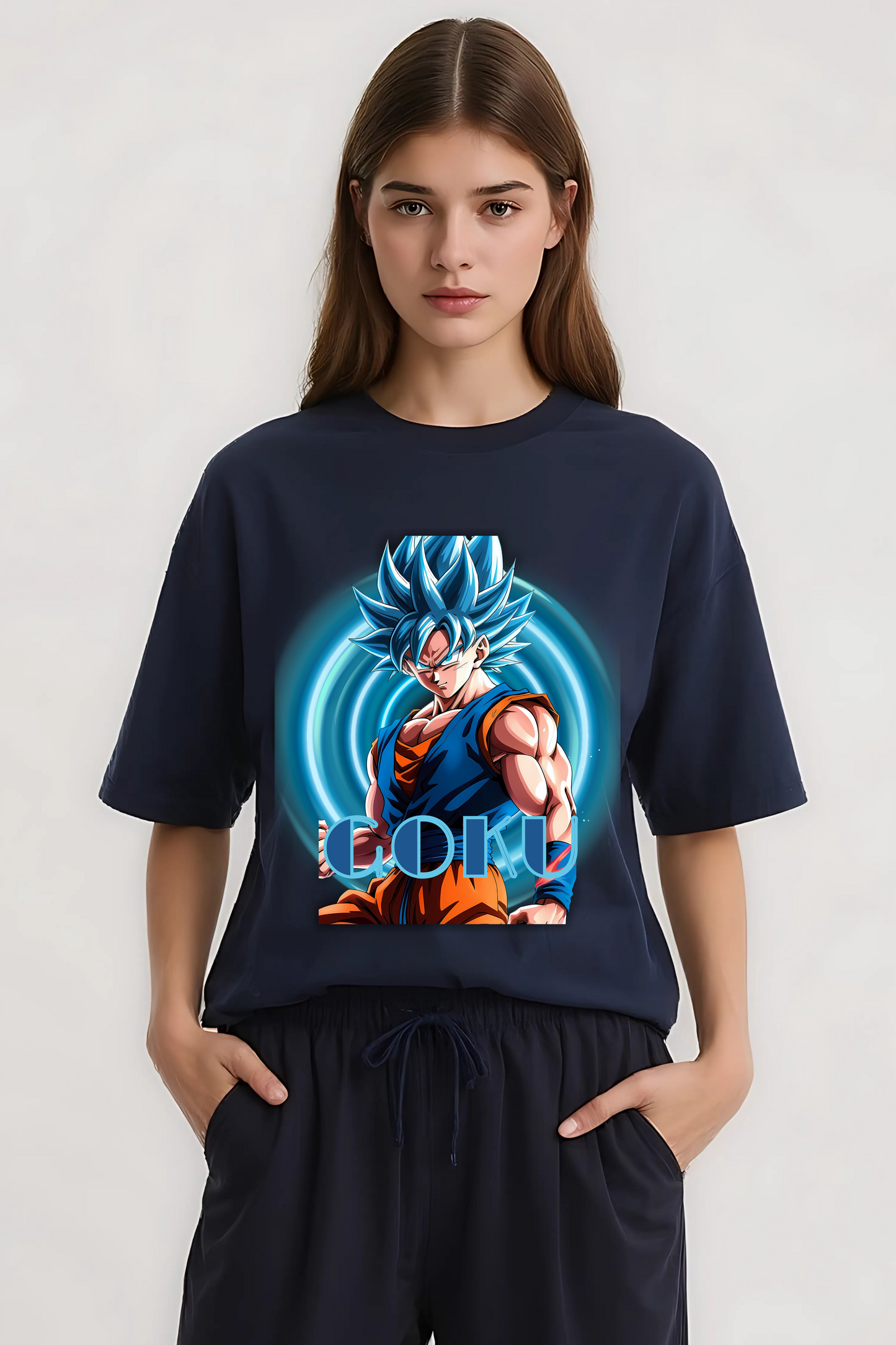GOKU GRAPHIC OVERSIZED TEE NAVY-BLUE