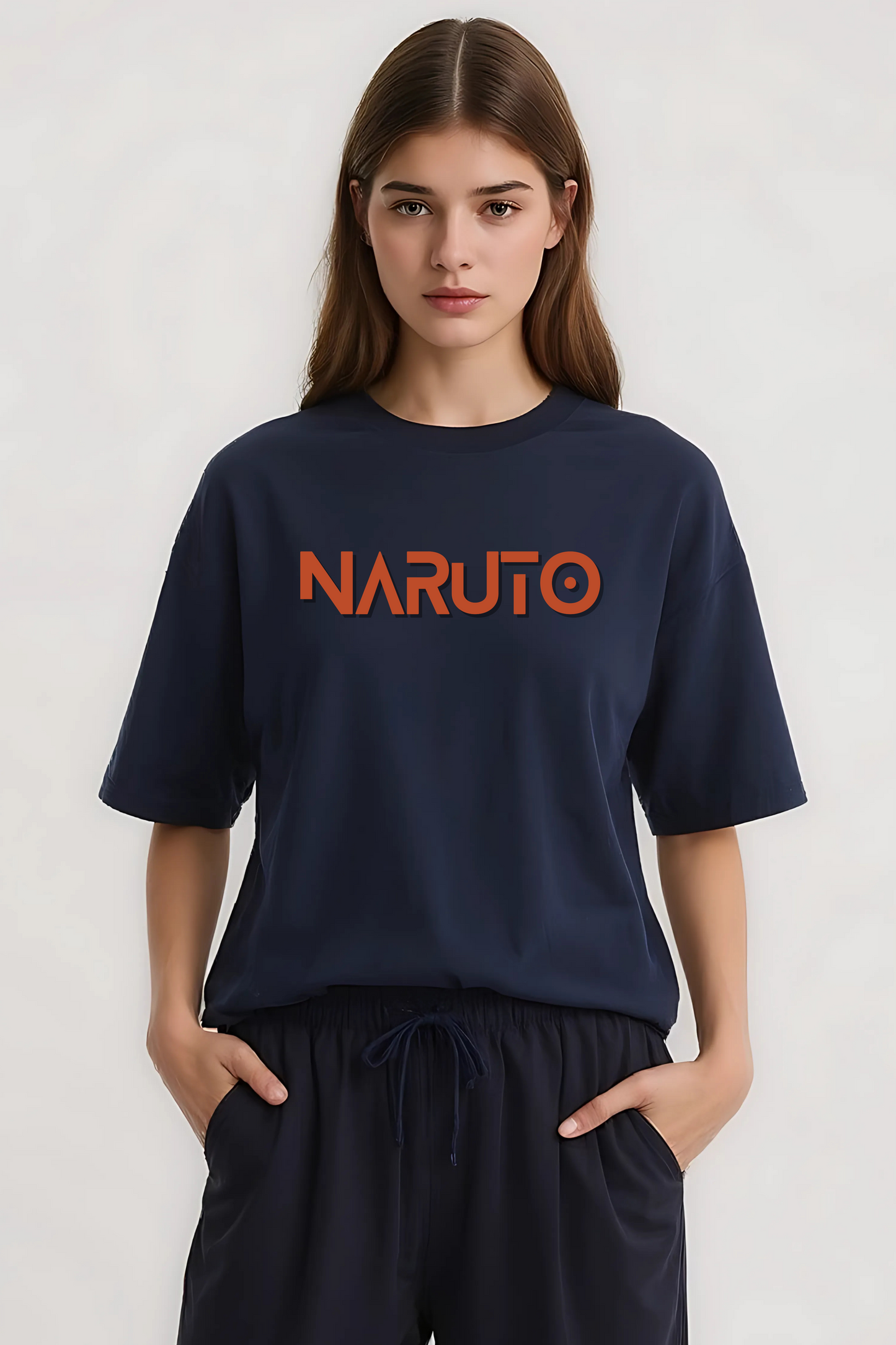 NARUTO FLAME OVERSIZED TEE NAVY-BLUE