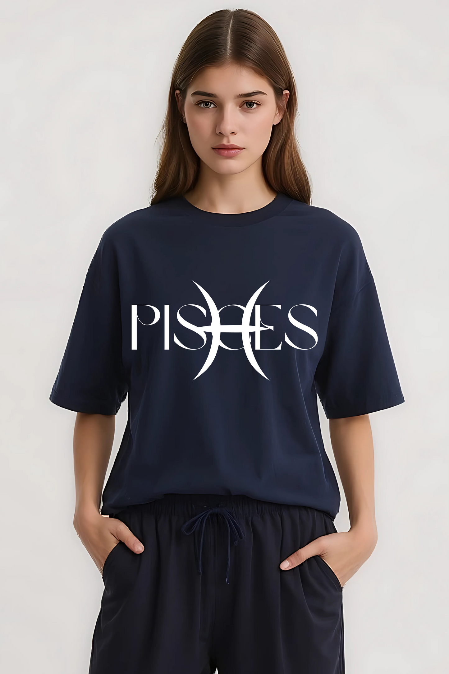 PISCES OVERSIZED TEE NAVY-BLUE