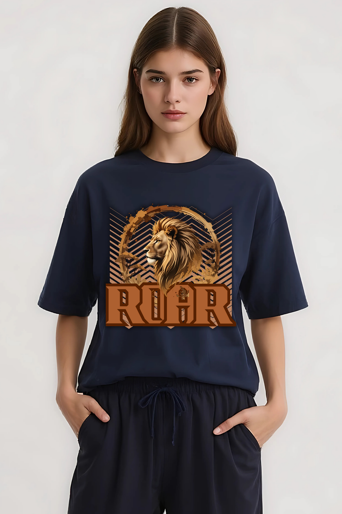 ROAR OVERSIZED TEE NAVY-BLUE