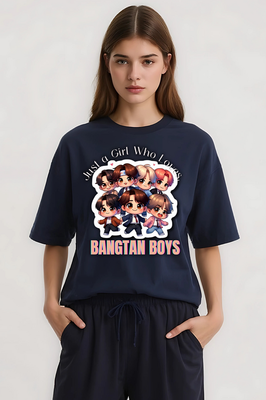 BTS FANGIRL OVERSIZED TEE NAVY-BLUE