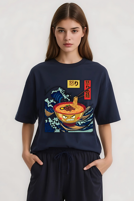 ANGRY NOODLES OVERSIZED TEE NAVY-BLUE