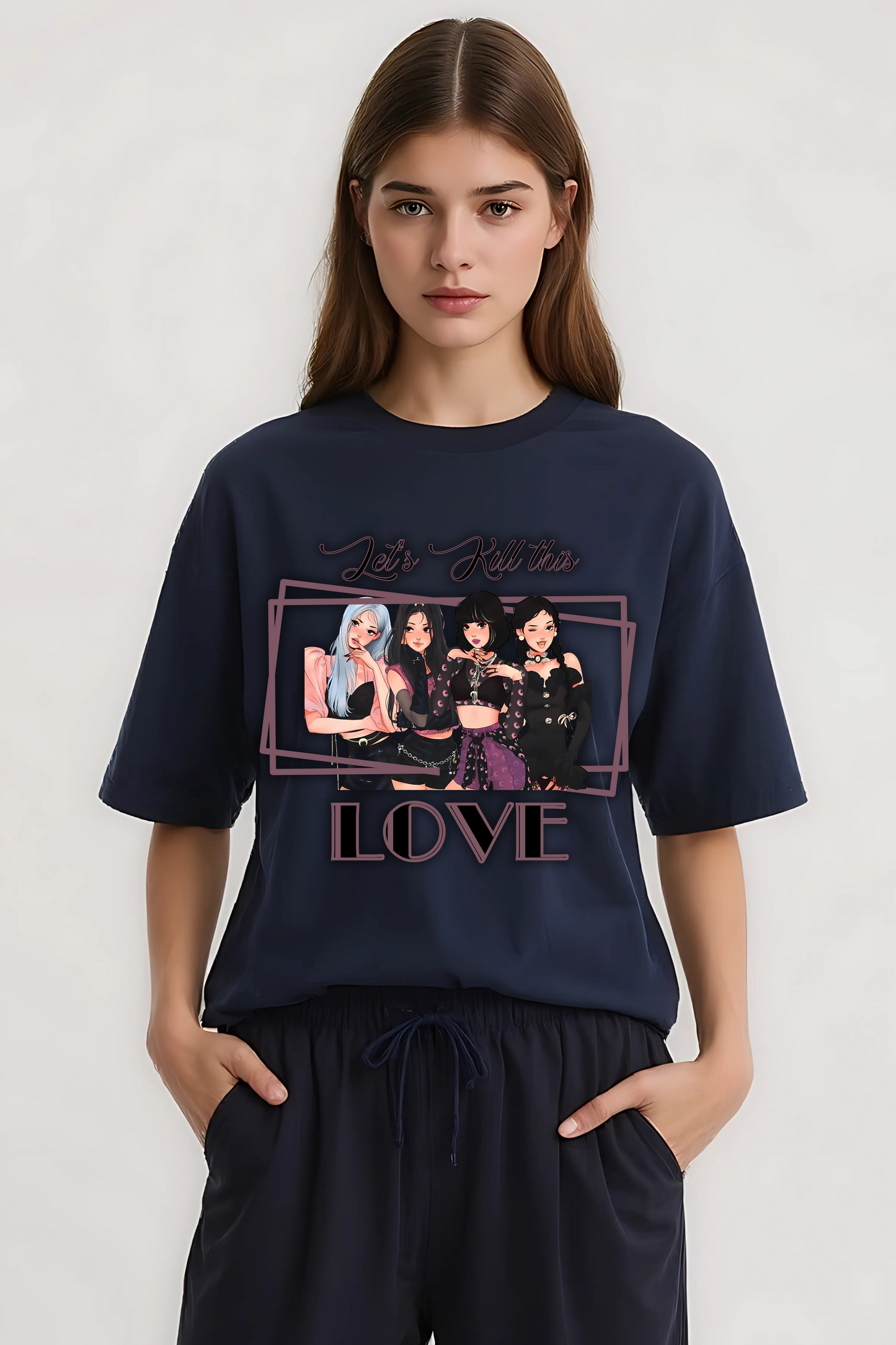 KILL THIS LOVE OVERSIZED TEE NAVY-BLUE