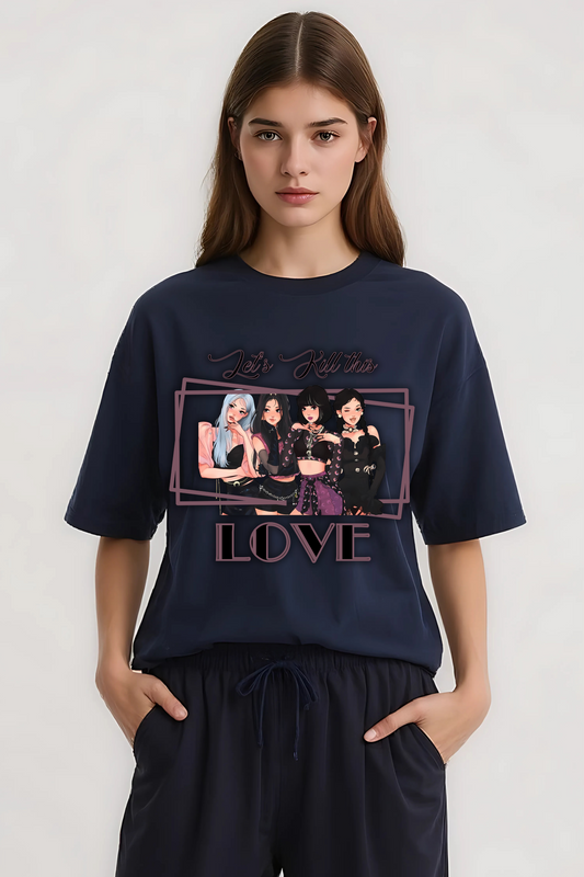 KILL THIS LOVE OVERSIZED TEE NAVY-BLUE