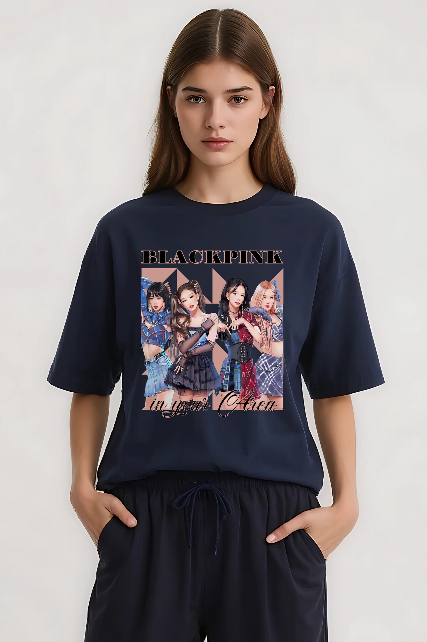 BLACKPINK OVERSIZED TEE NAVY-BLUE