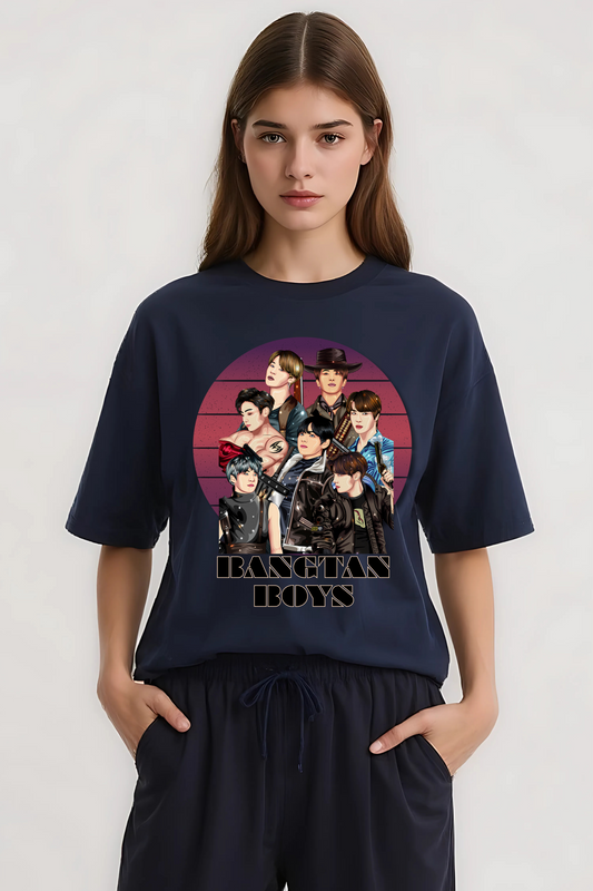 BTS OVERSIZED TEE NAVY-BLUE