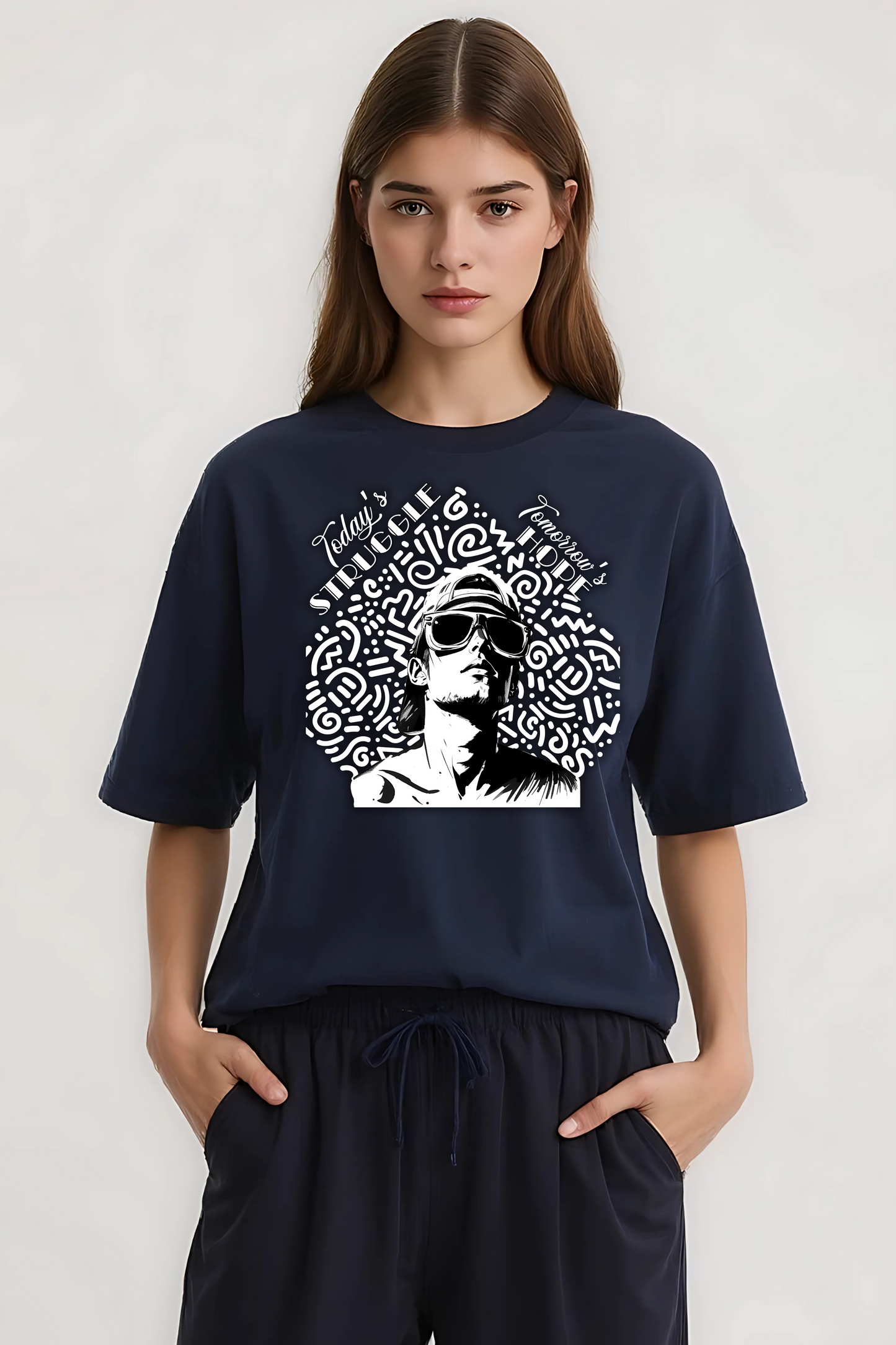 STRUGGLE OVERSIZED TEE NAVY-BLUE