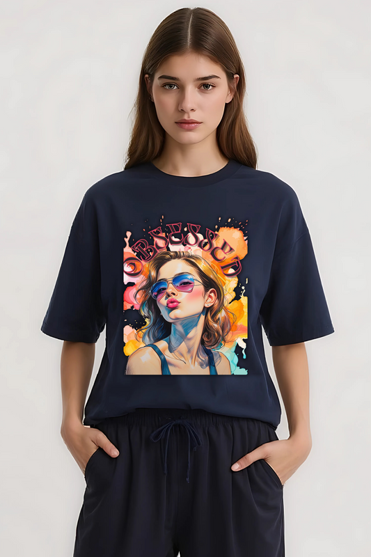 OBSESSED OVERSIZED TEE NAVY-BLUE