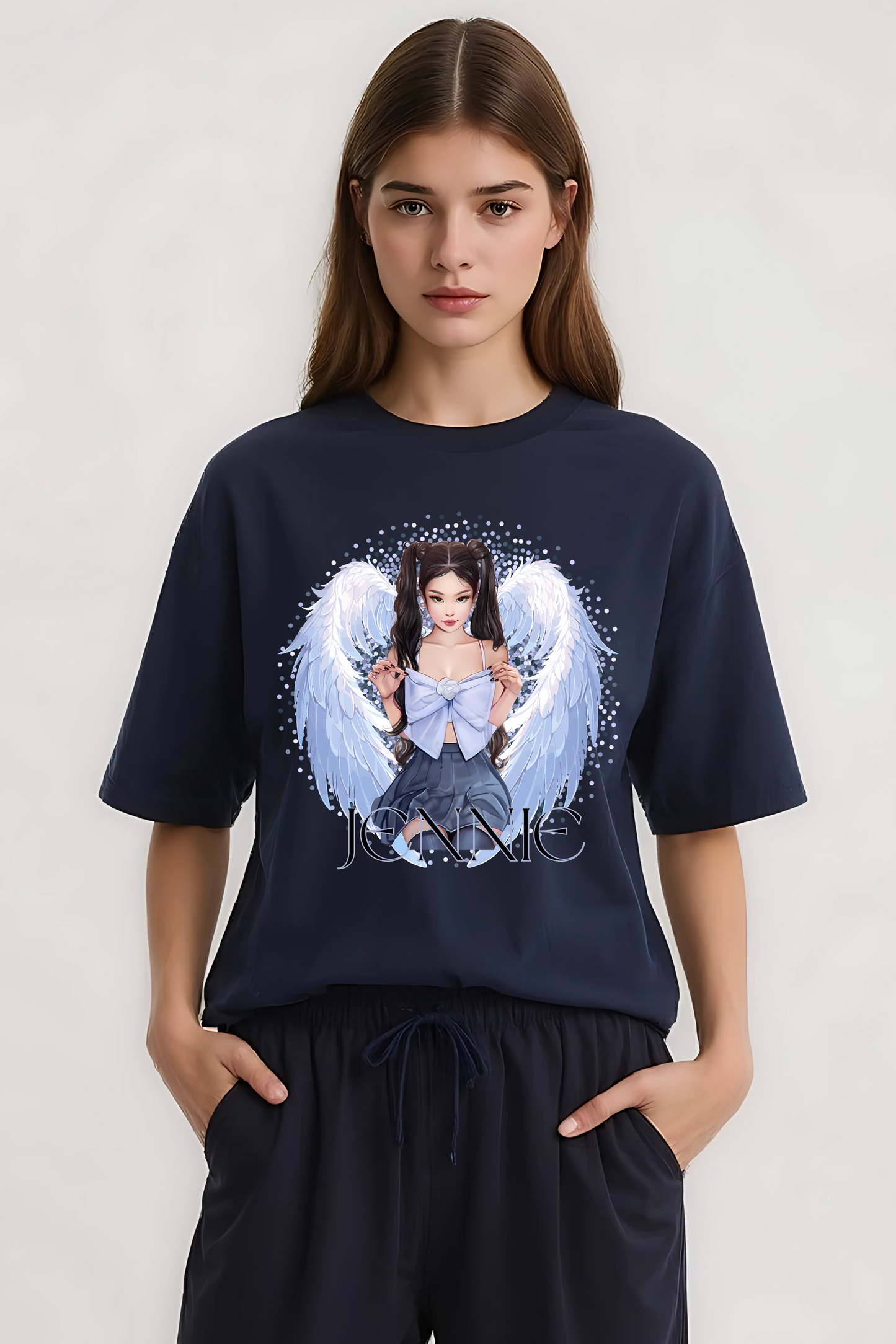 JENNIE OVERSIZED TEE NAVY-BLUE