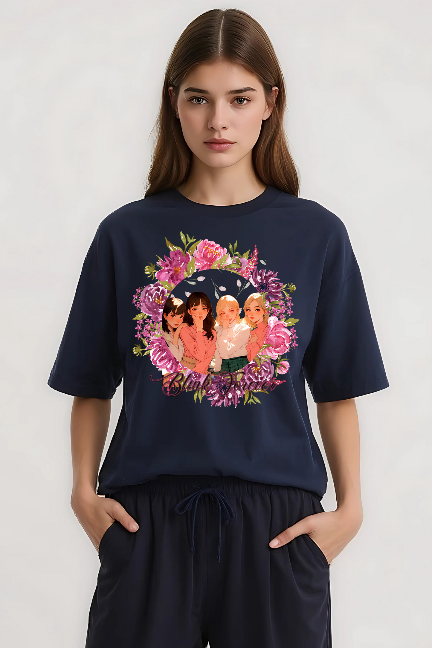 BLACKPINK FOREVER OVERSIZED TEE NAVY-BLUE