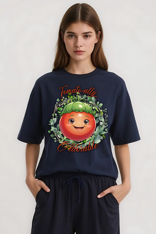 TOMATOALLY ADORABLE OVERSIZED TEE NAVY-BLUE