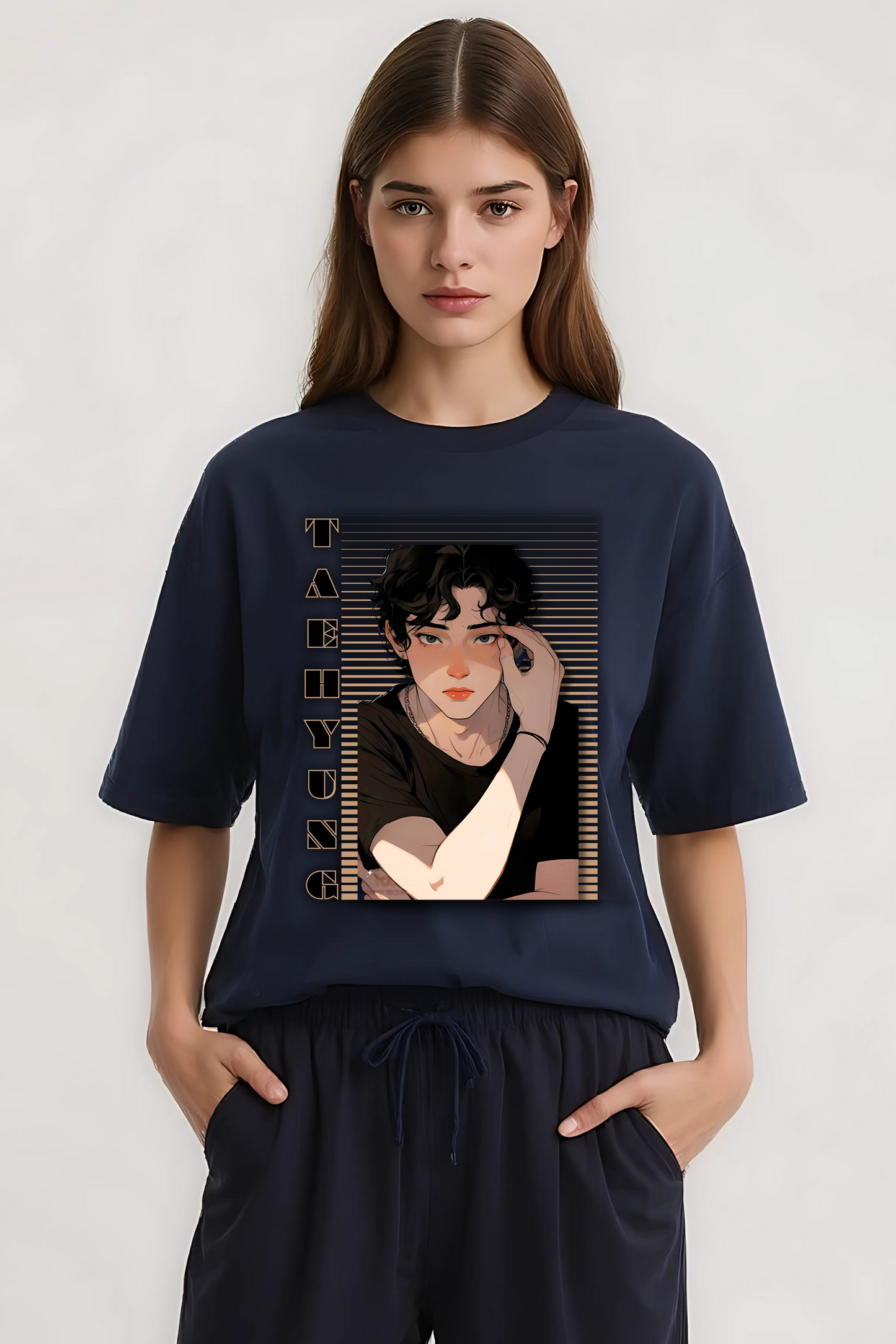 TAEHYUNG OVERSIZED TEE NAVY-BLUE