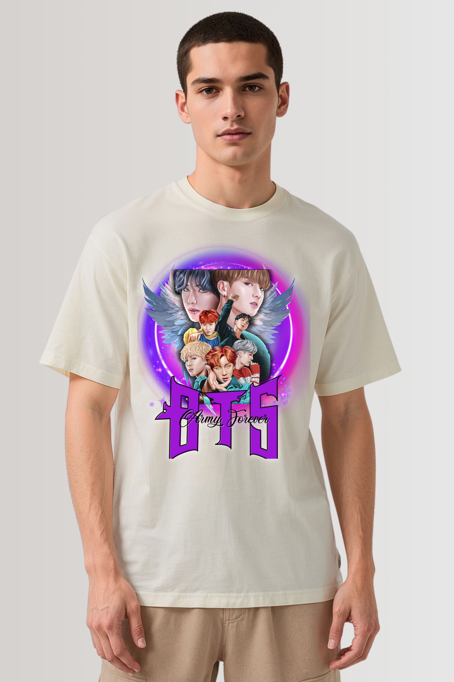BTS ARMY FOREVER OVERSIZED TEE BEIGE