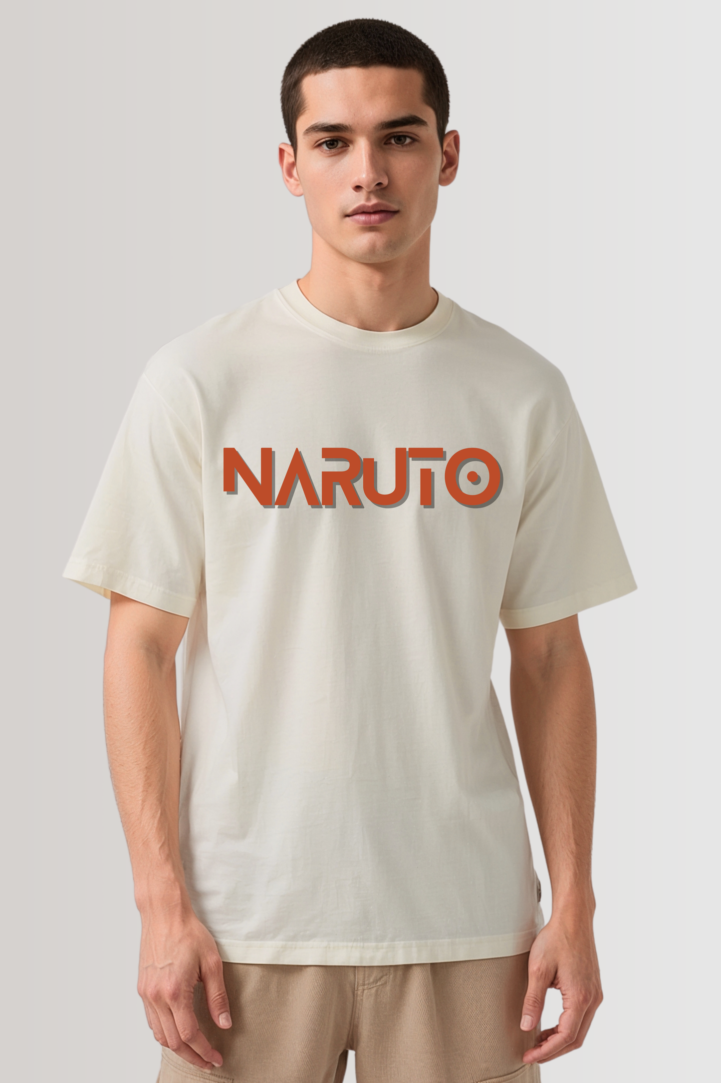 NARUTO FLAME OVERSIZED TEE BEIGE