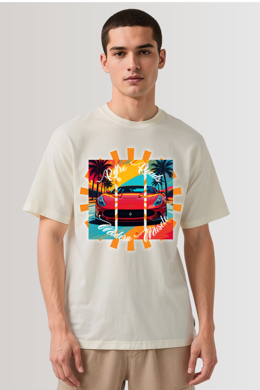 RETRO ROADS OVERSIZED TEE BEIGE