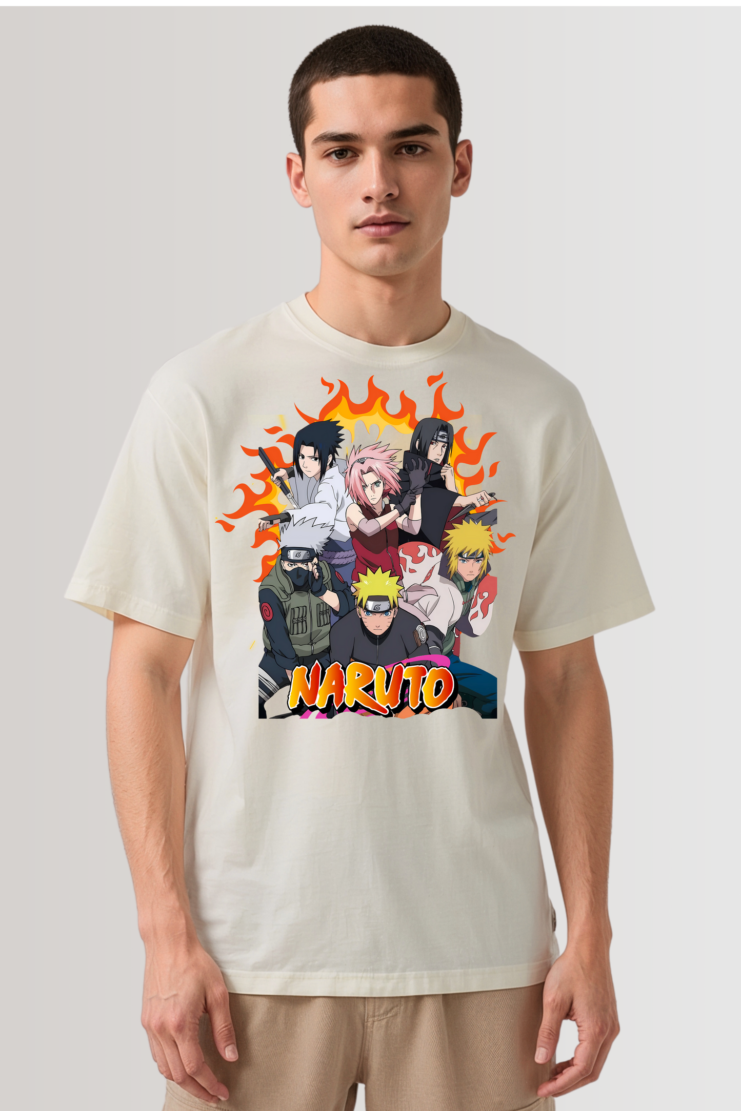 NARUTO SHIPPUDEN OVERSIZED TEE BEIGE