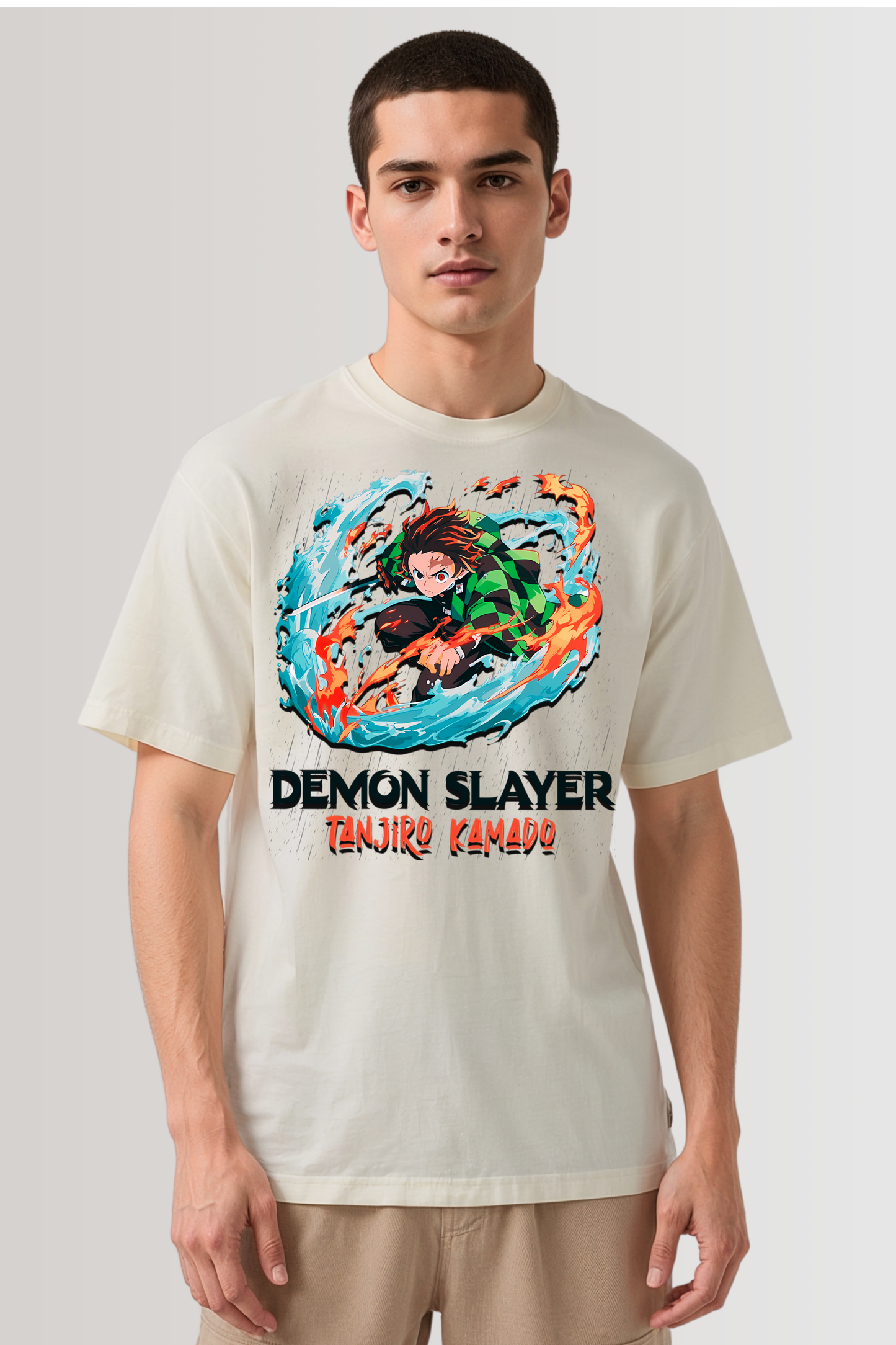 TANJIRO KAMADO OVERSIZED TEE BEIGE