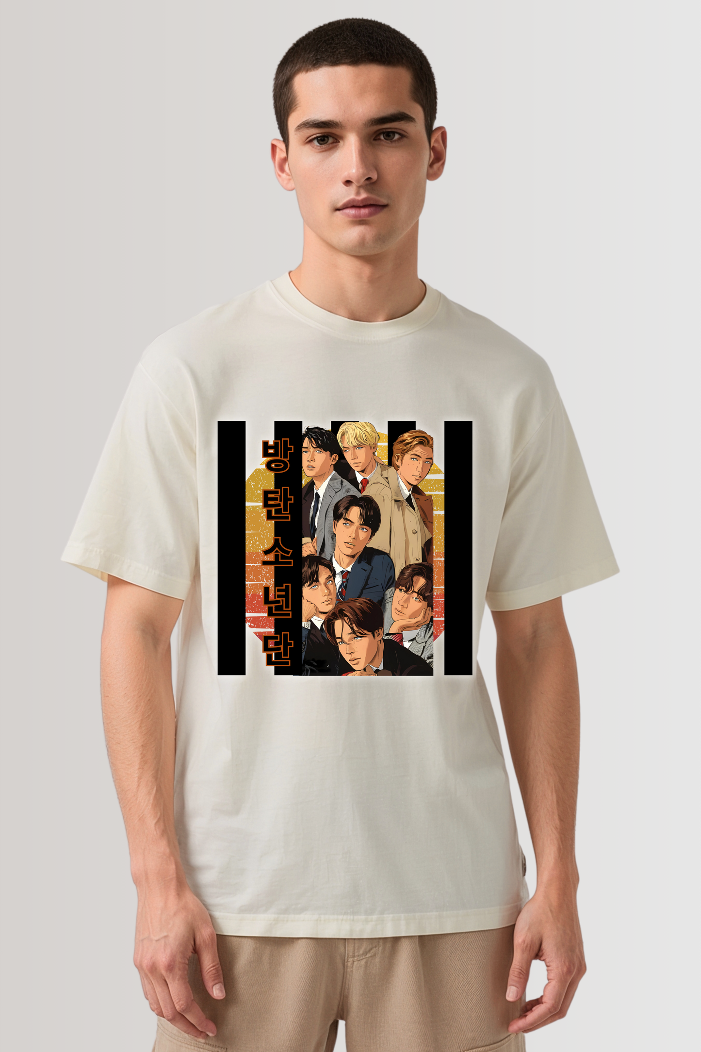 BANGTAN BOYS OVERSIZED TEE BEIGE