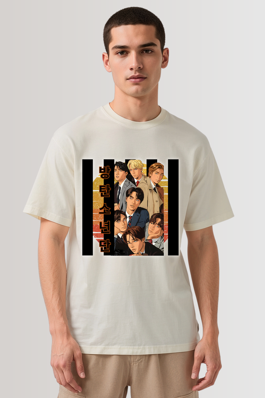 BANGTAN BOYS OVERSIZED TEE BEIGE