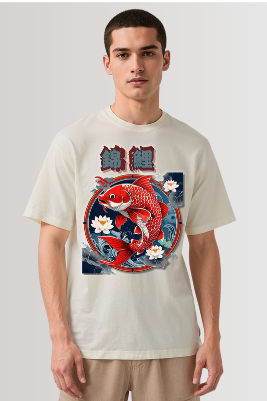 KOI FISH OVERSIZED TEE BEIGE