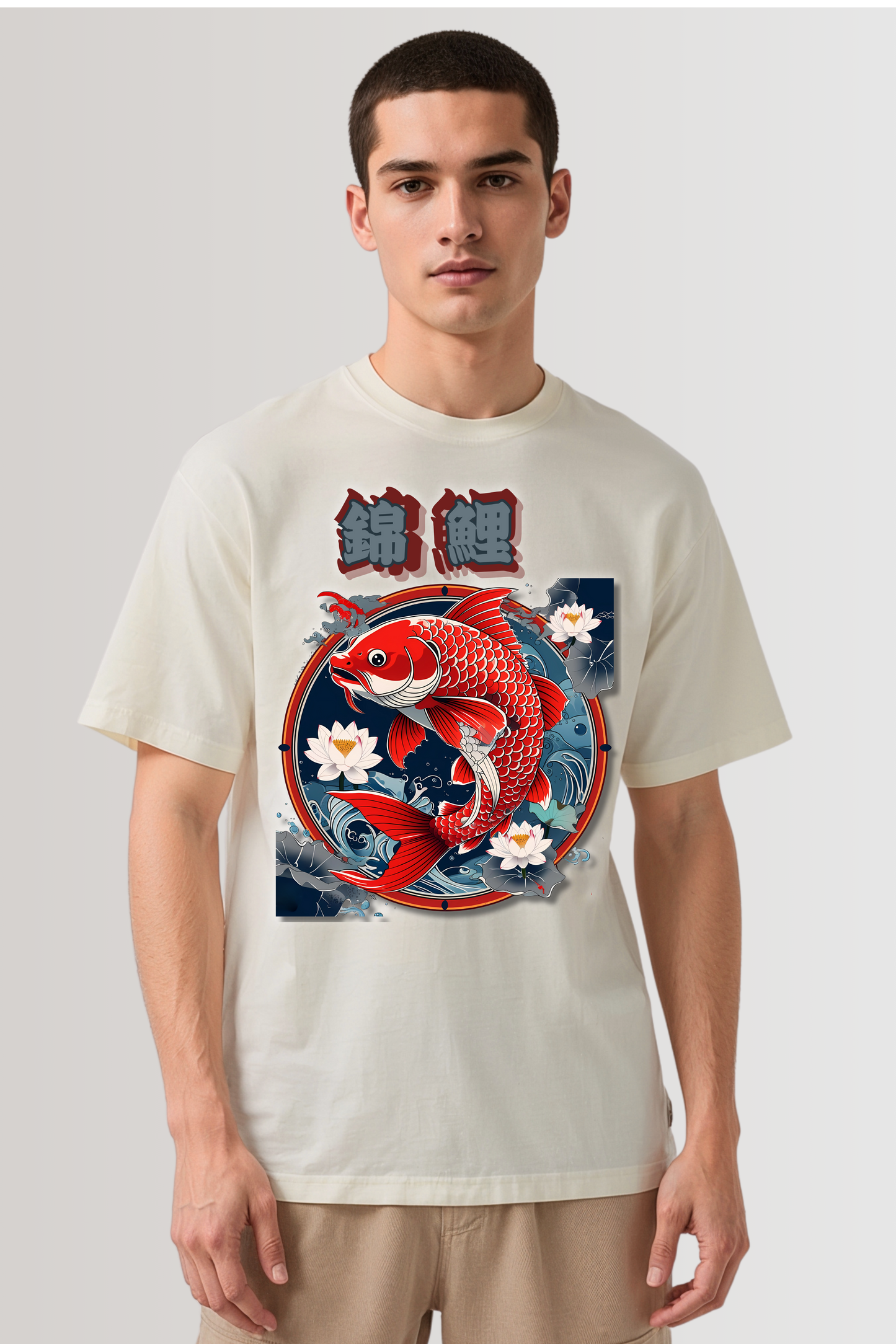 KOI FISH OVERSIZED TEE BEIGE