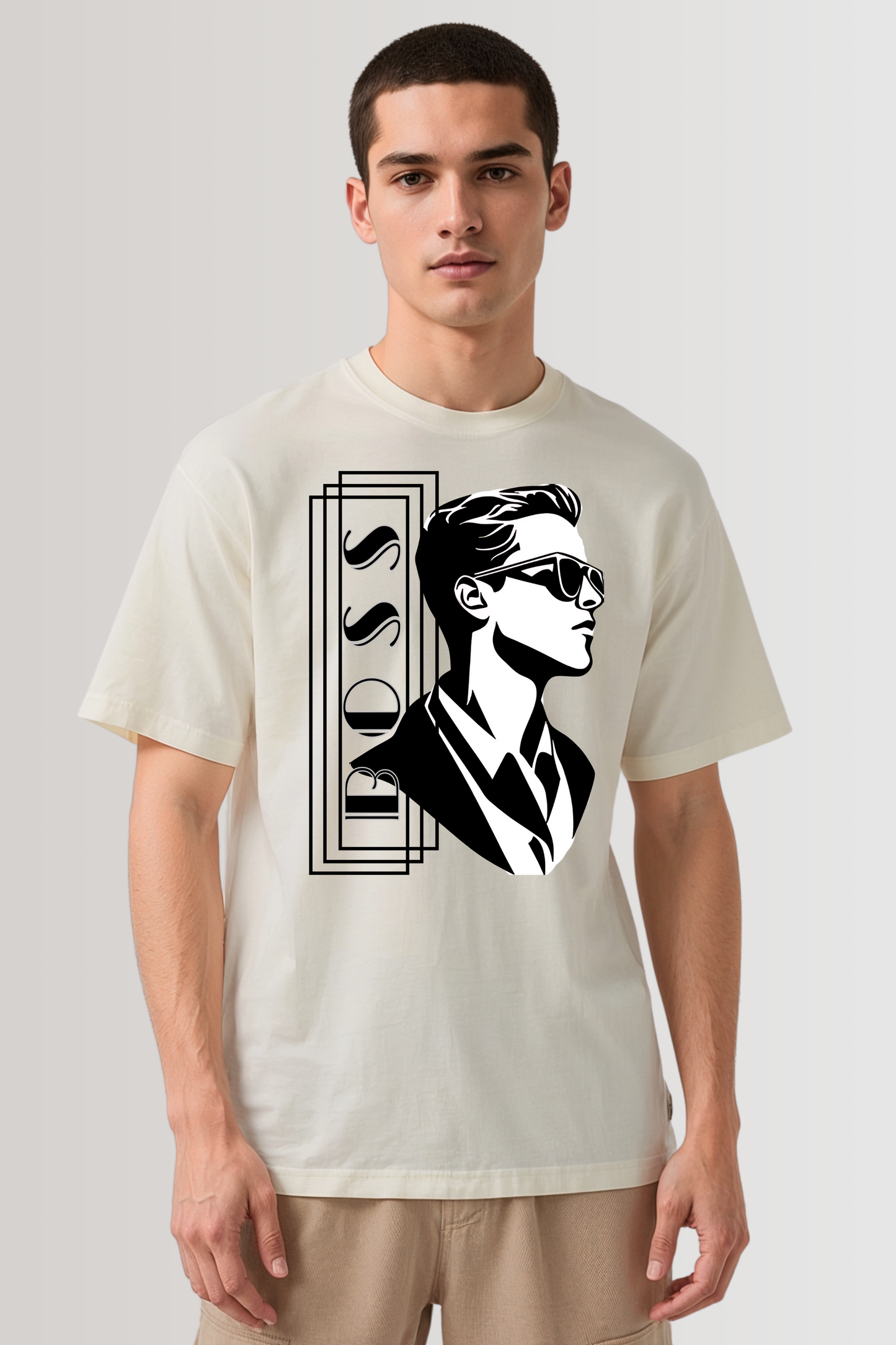 BOSS OVERSIZED TEE BEIGE