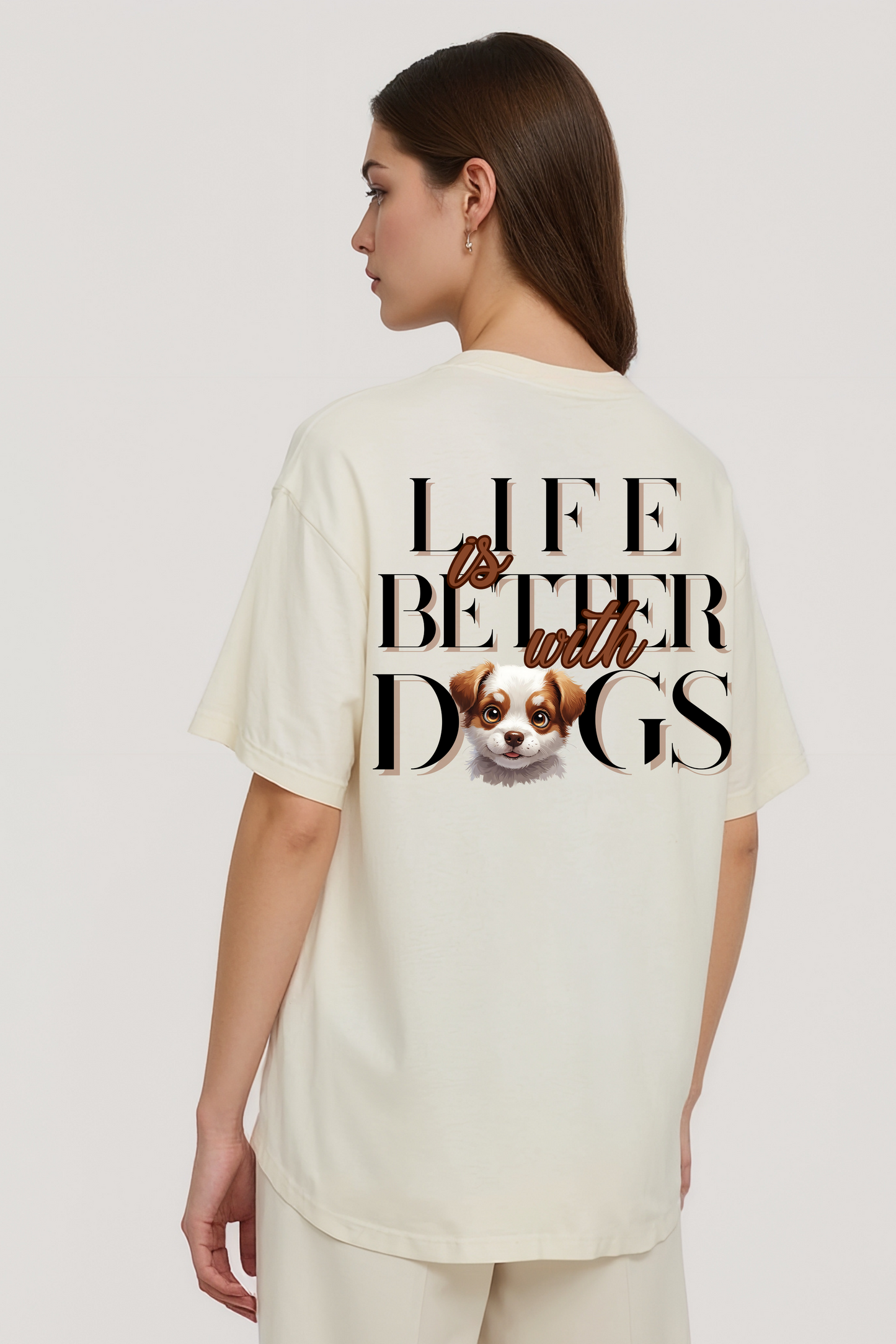 DOGS OVERSIZED TEE BEIGE