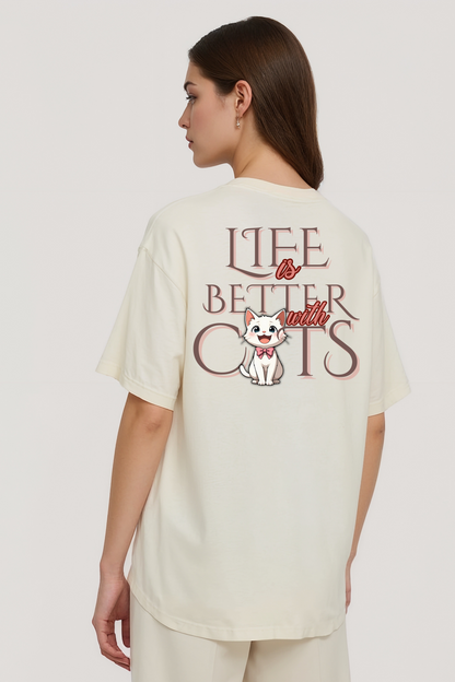CATS OVERSIZED TEE BEIGE