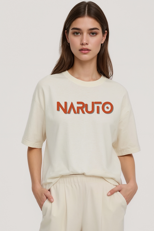 NARUTO FLAME OVERSIZED TEE BEIGE
