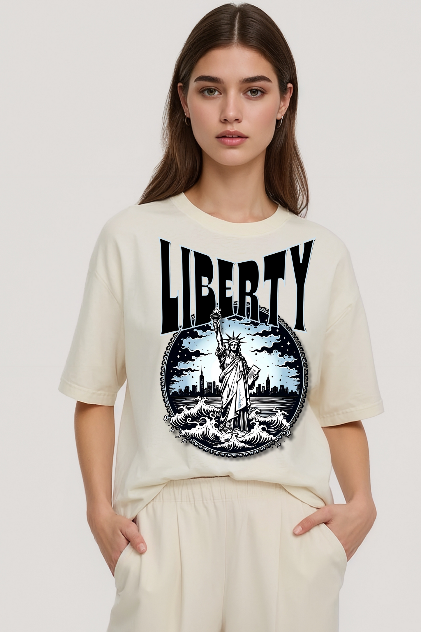 LIBERTY OVERSIZED TEE BEIGE