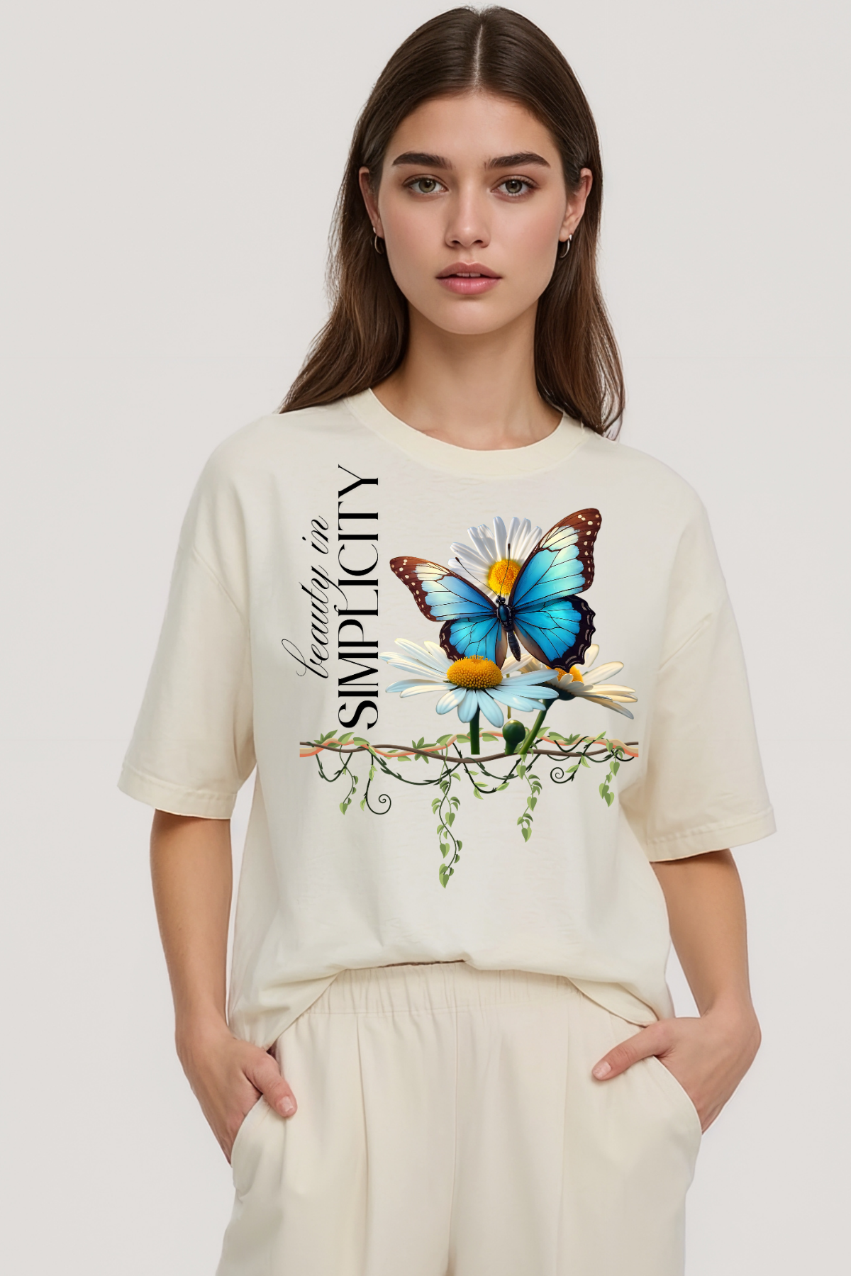 BEAUTY IN SIMPLICITY OVERSIZED TEE BEIGE