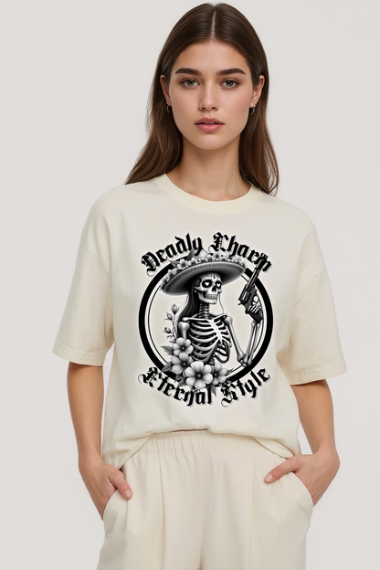 DEADLY CHARM OVERSIZED TEE BEIGE